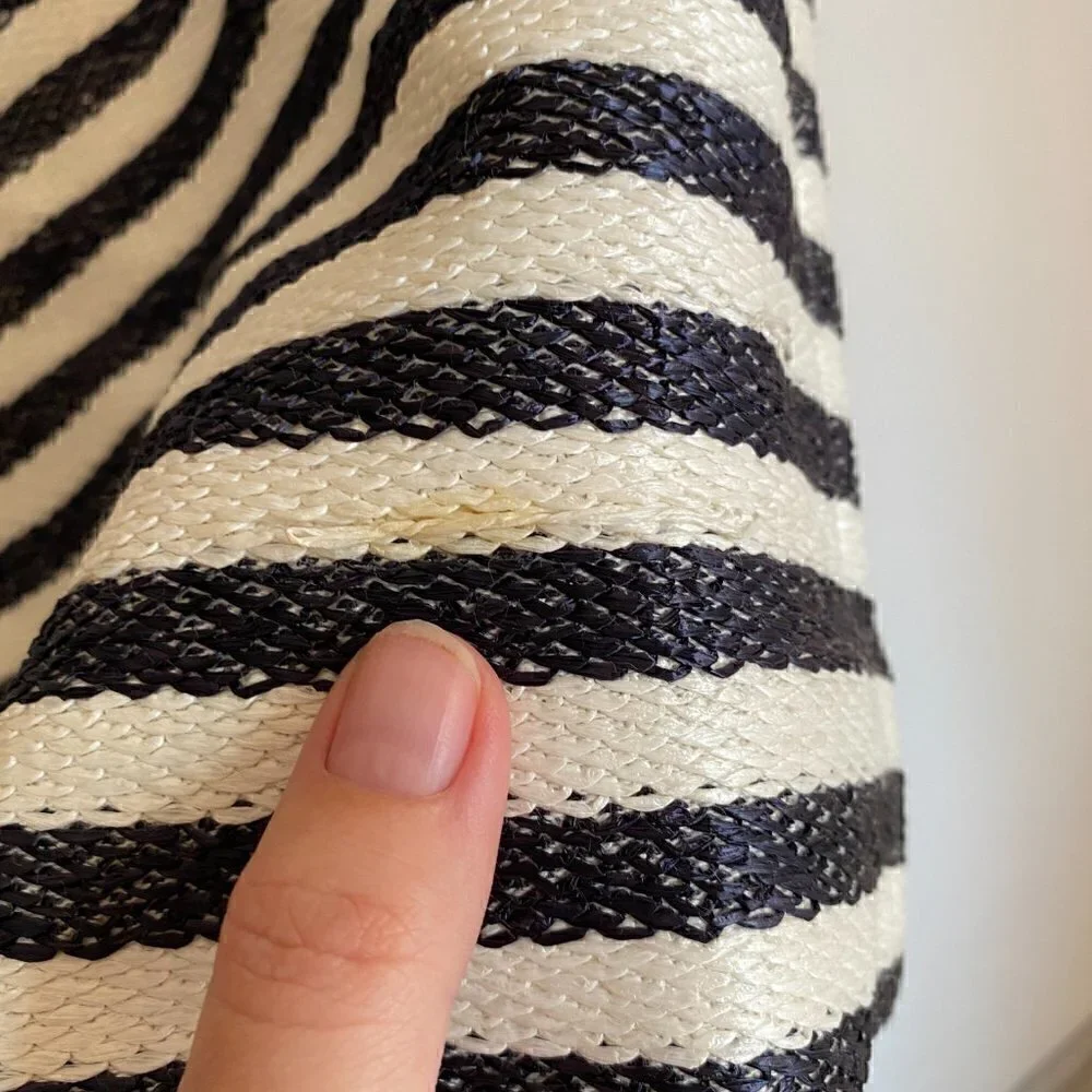 J. Crew Collection Pencil Skirt in Raffia Stripe Navy/Ivory Size 4